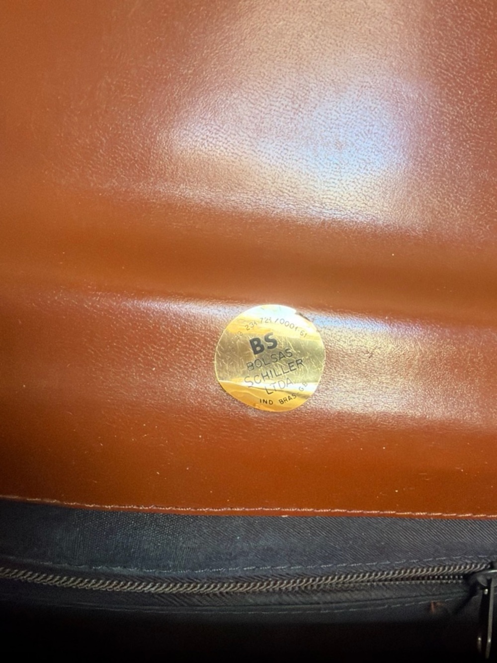 MCM style Vintage Orange Briefcase with Wooden Handle - Picture 4 of 7